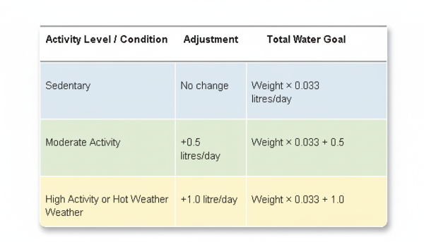 fluid intake chart